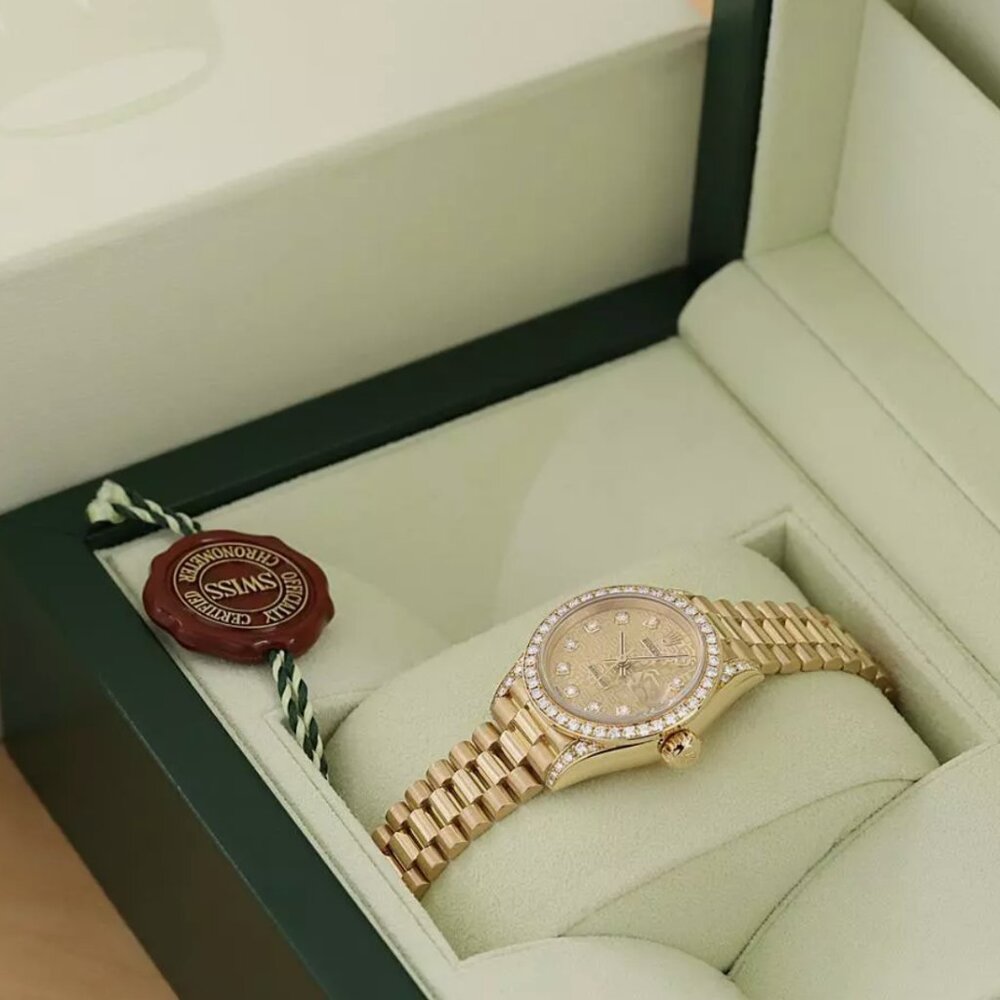 ROLEX PRESIDENT LADIES 18K FACTORY WITH TAG, PAPERS, BOX!!!
